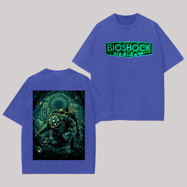 BioShock Printed Unisex Washed T-Shirt Image - 5
