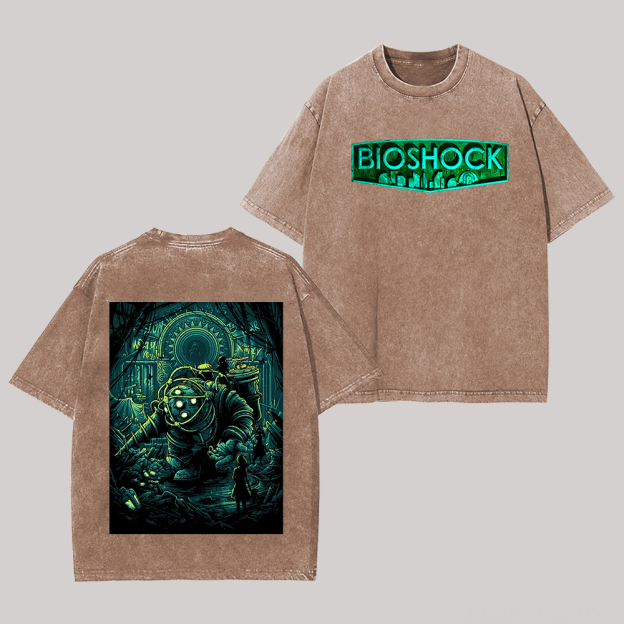 BioShock Printed Unisex Washed T-Shirt Image - 6