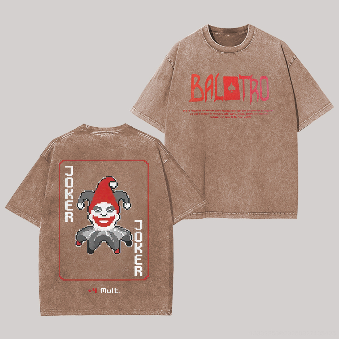 Balatro Joker Printed Unisex Washed T-Shirt Image - 3