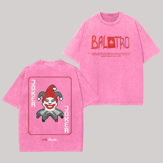 Balatro Joker Printed Unisex Washed T-Shirt Image - 5