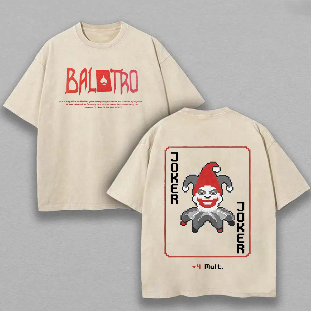 Balatro Joker Printed Unisex Washed T-Shirt Image - 6