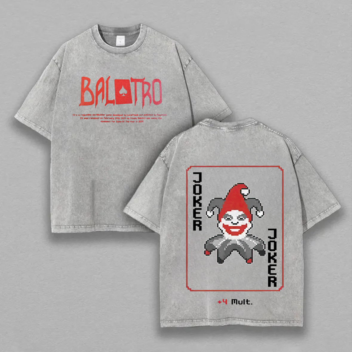 Balatro Joker Printed Unisex Washed T-Shirt Image - 7