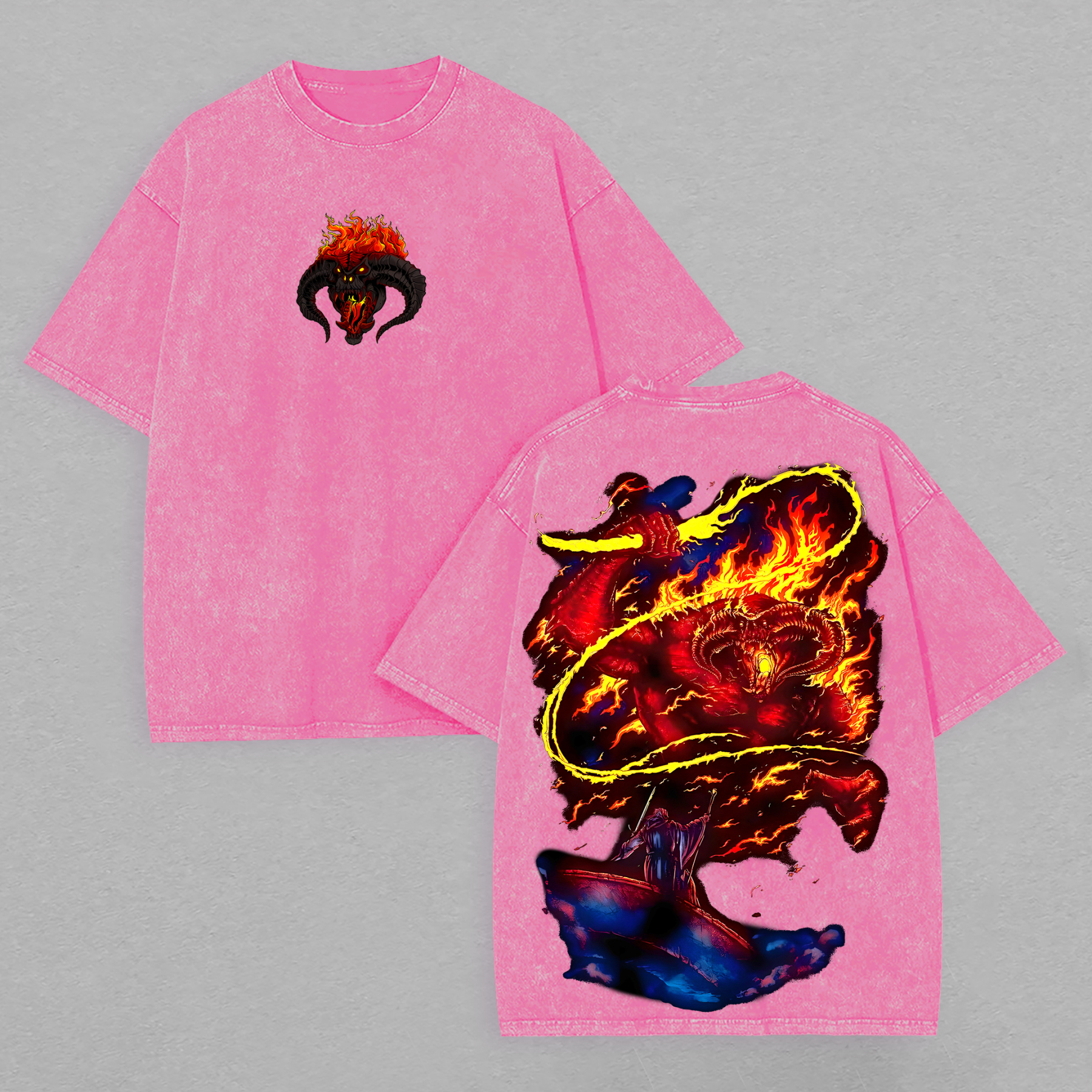 Balrog of Moria Printed Unisex Washed T-Shirt Image - 10