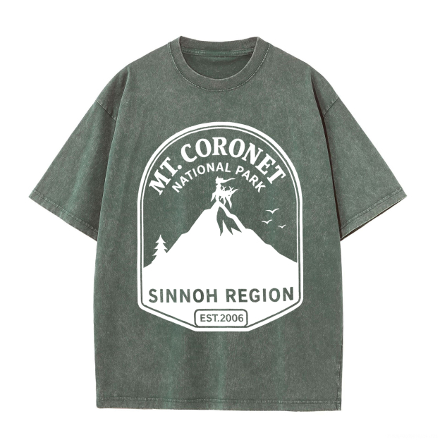 Pokémon Mt. Coronet National Park Printed Unisex Washed T-Shirt Image - 3