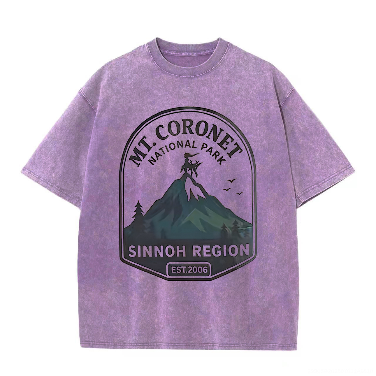 Pokémon Mt. Coronet National Park Printed Unisex Washed T-Shirt Image - 2