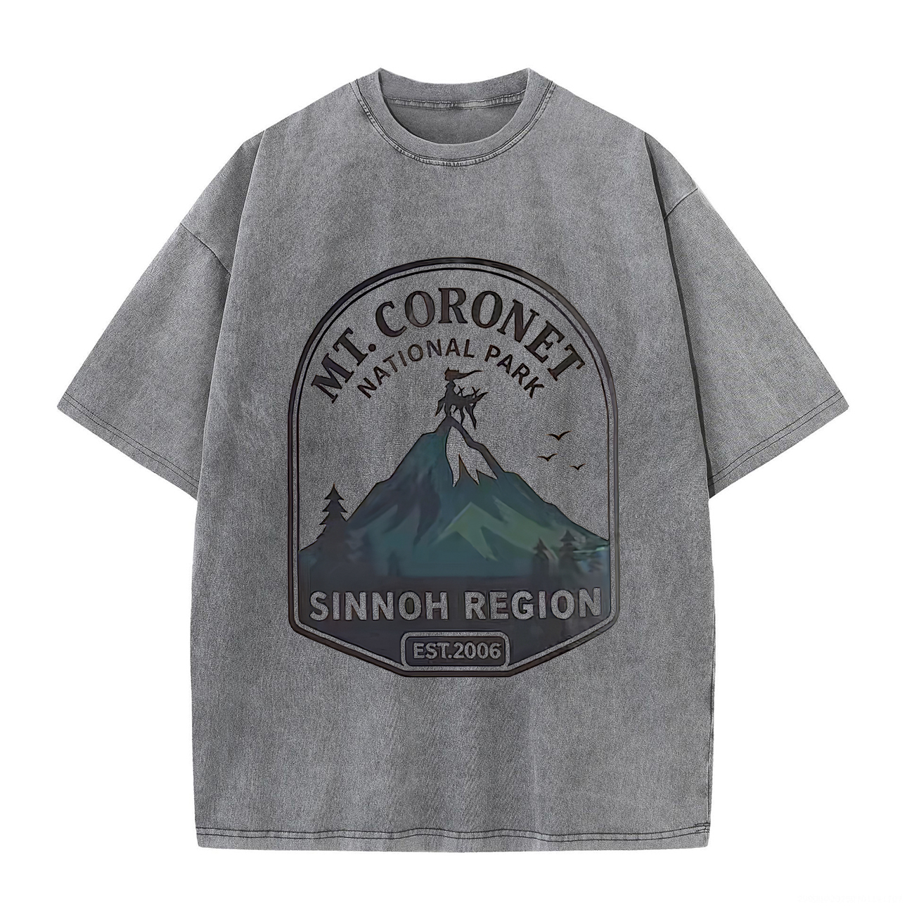 Pokémon Mt. Coronet National Park Printed Unisex Washed T-Shirt Image - 5