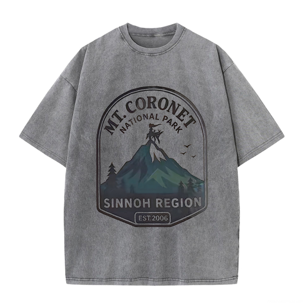 Pokémon Mt. Coronet National Park Printed Unisex Washed T-Shirt Image - 5