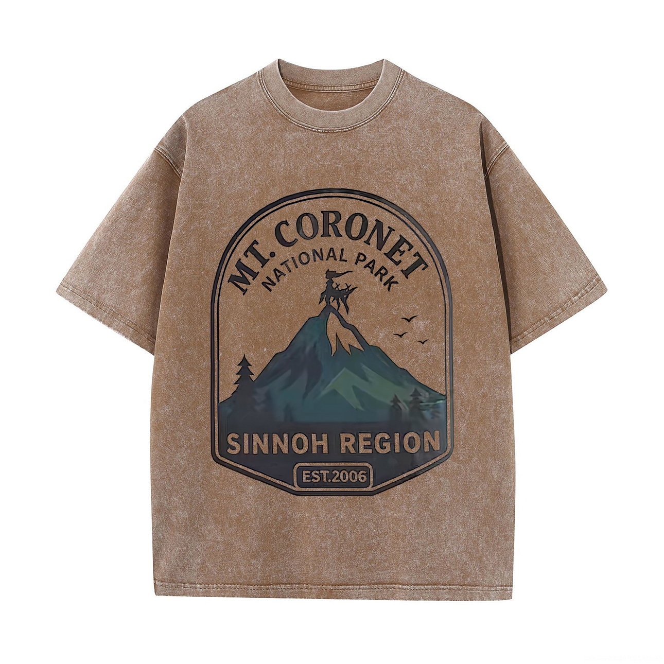 Pokémon Mt. Coronet National Park Printed Unisex Washed T-Shirt Image - 6