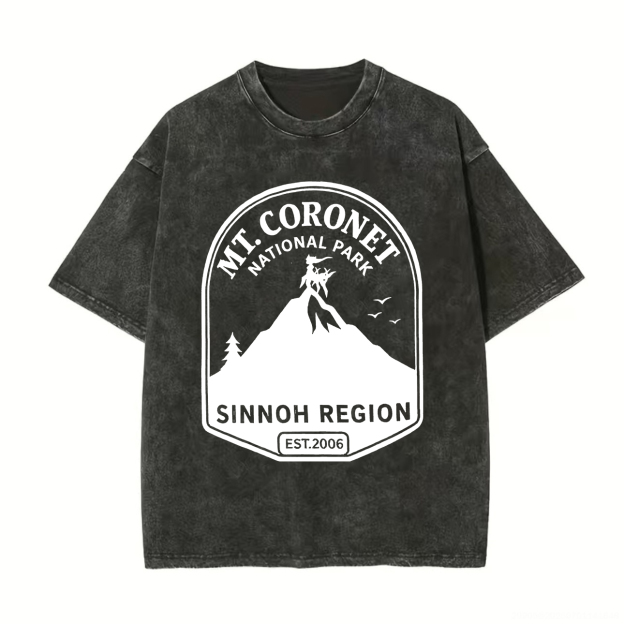 Pokémon Mt. Coronet National Park Printed Unisex Washed T-Shirt Image - 7