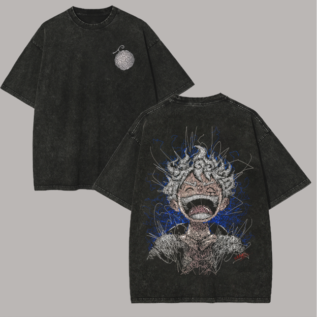 One Piece Monkey D. Luffy Printed Unisex Washed T-Shirt Image - 1
