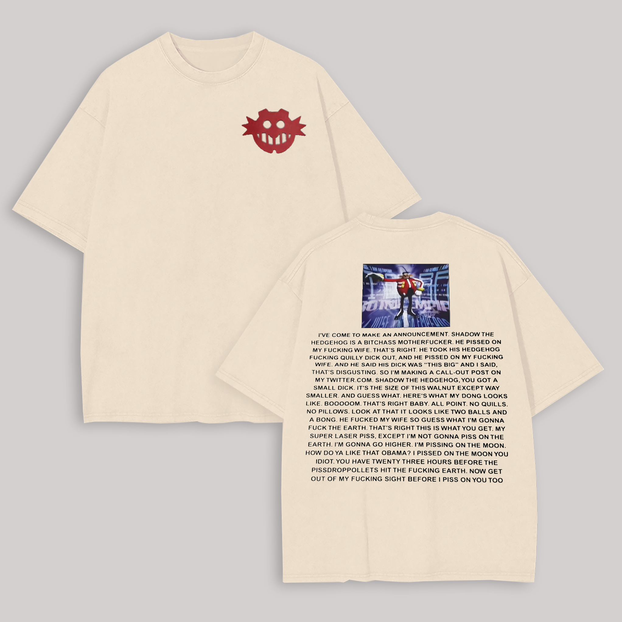 Dr. Eggman Sonic the Hedgehog Meme Printed Oversized Unisex T-shirt Image - 4