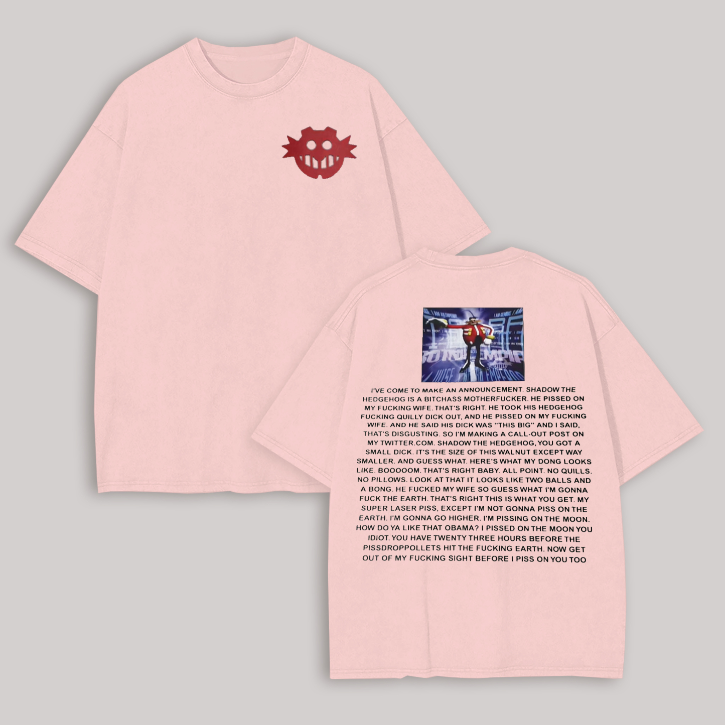 Dr. Eggman Sonic the Hedgehog Meme Printed Oversized Unisex T-shirt Image - 9