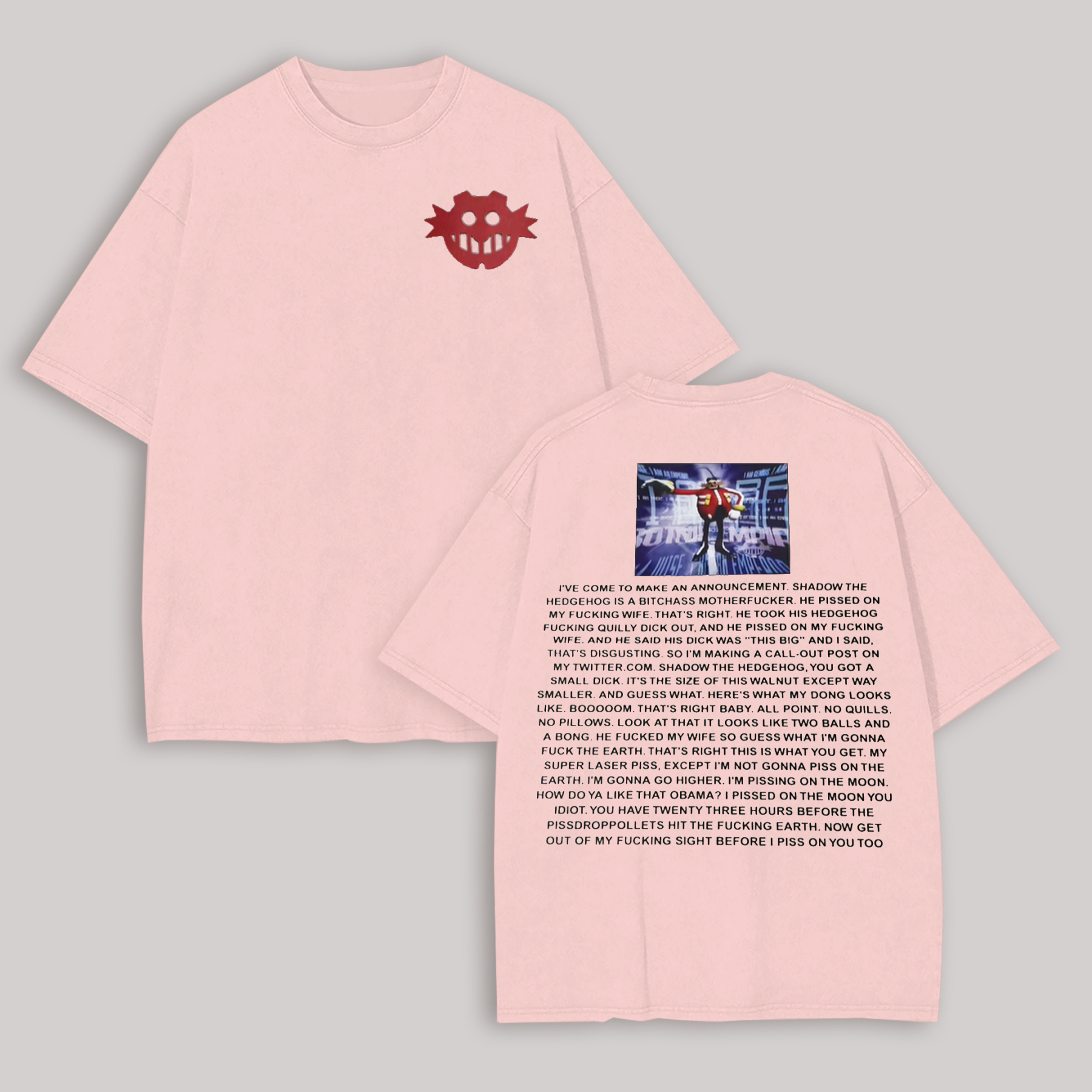 Dr. Eggman Sonic the Hedgehog Meme Printed Oversized Unisex T-shirt Image - 9