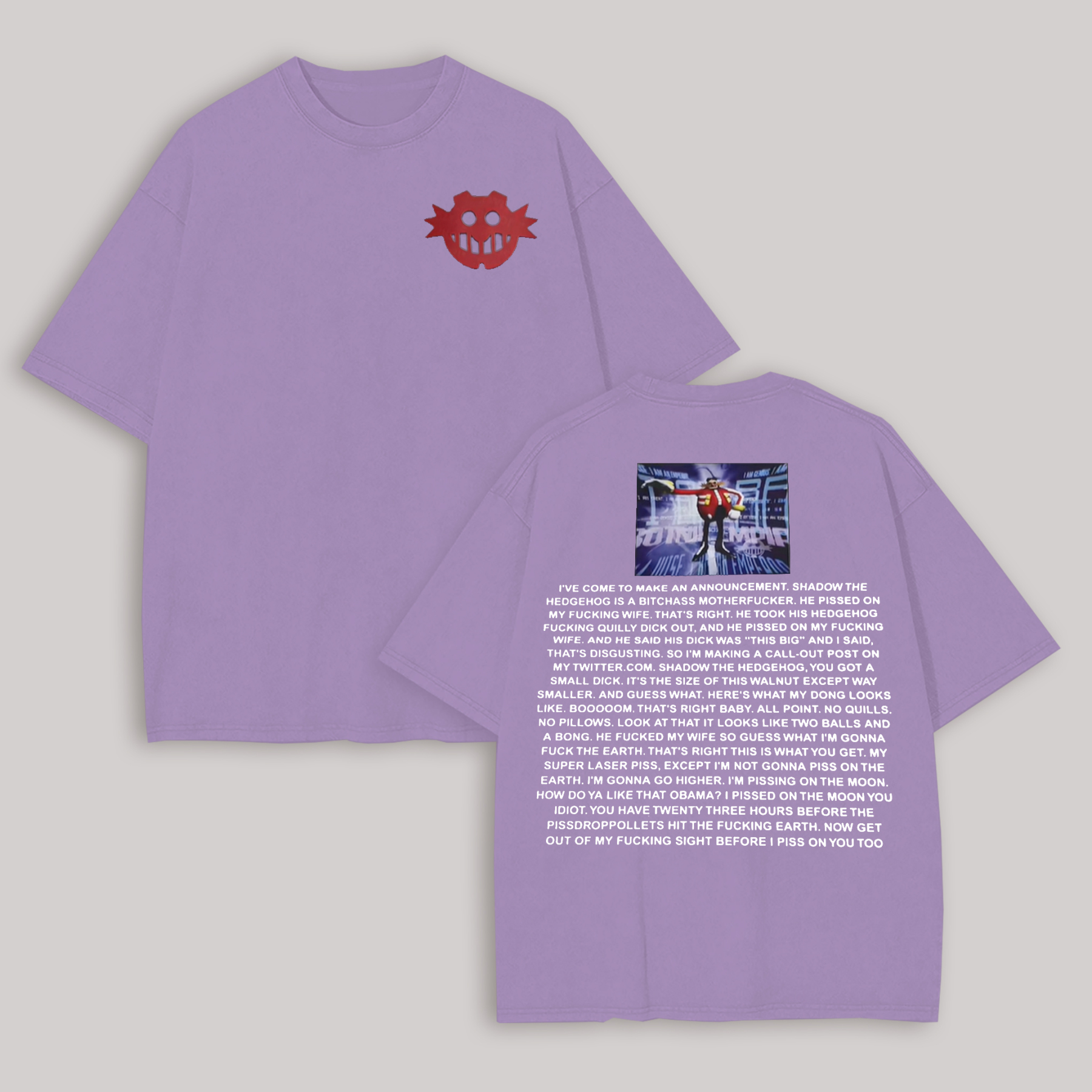 Dr. Eggman Sonic the Hedgehog Meme Printed Oversized Unisex T-shirt Image - 13