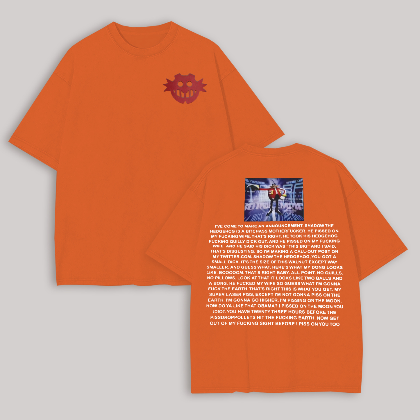 Dr. Eggman Sonic the Hedgehog Meme Printed Oversized Unisex T-shirt Image - 12