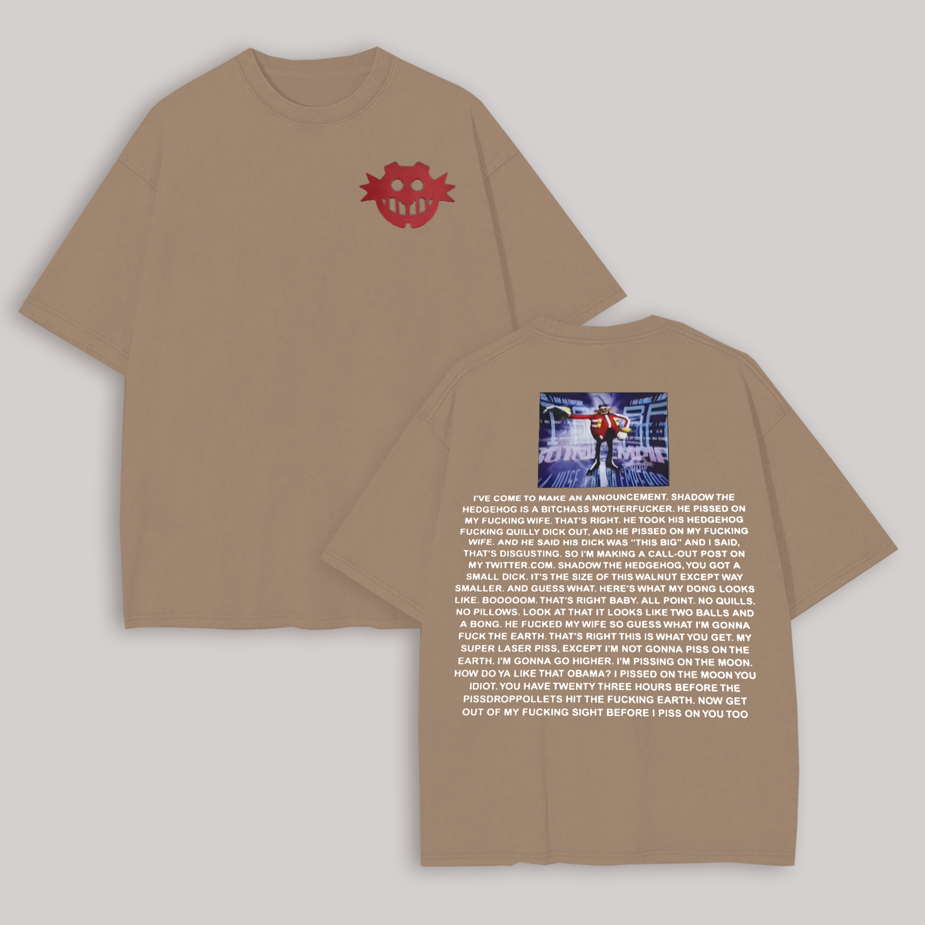 Dr. Eggman Sonic the Hedgehog Meme Printed Oversized Unisex T-shirt Image - 8