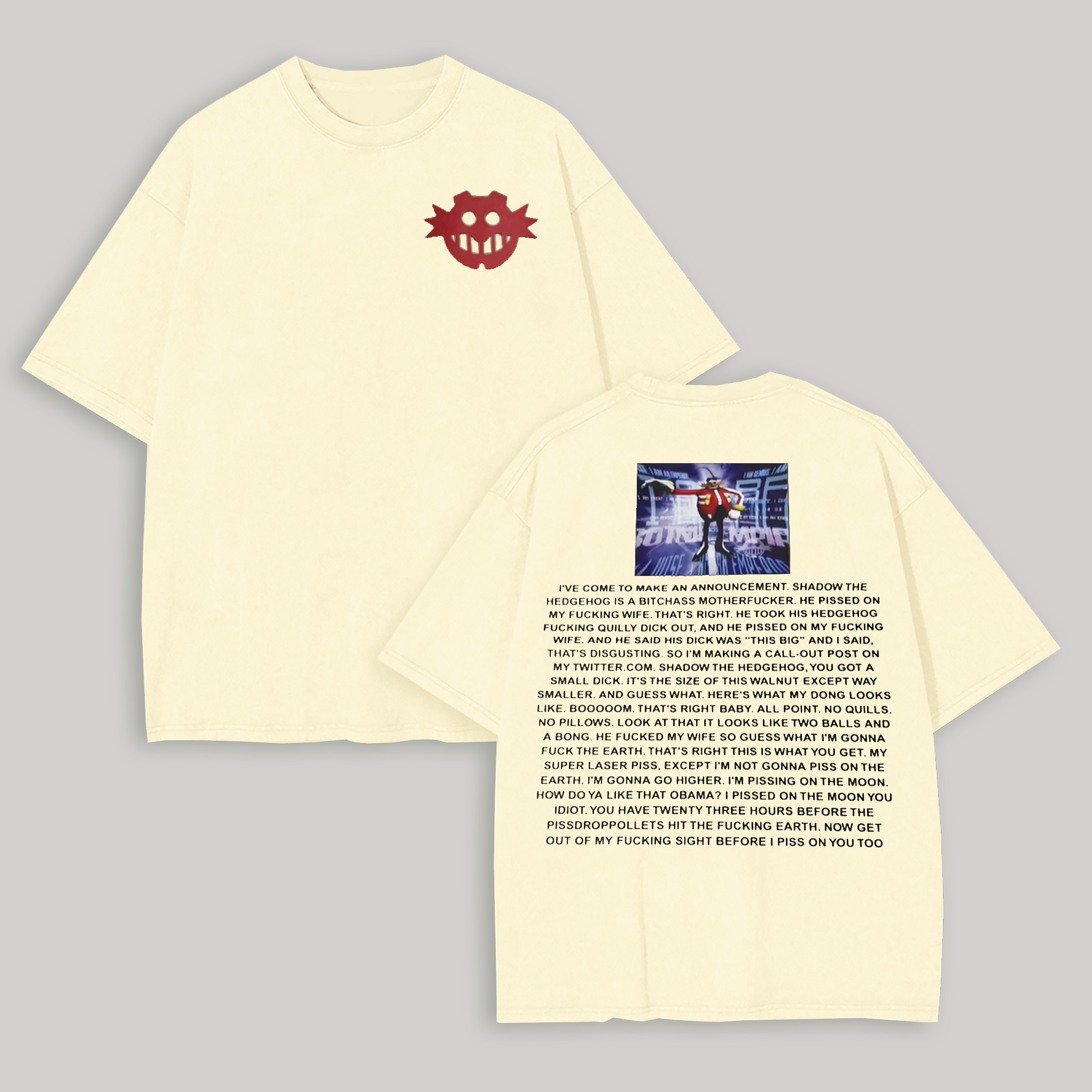 Dr. Eggman Sonic the Hedgehog Meme Printed Oversized Unisex T-shirt Image - 5