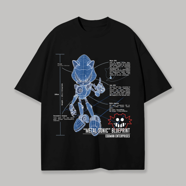  Metal Sonic Printed Unisex Oversized T-shirt Image - 1