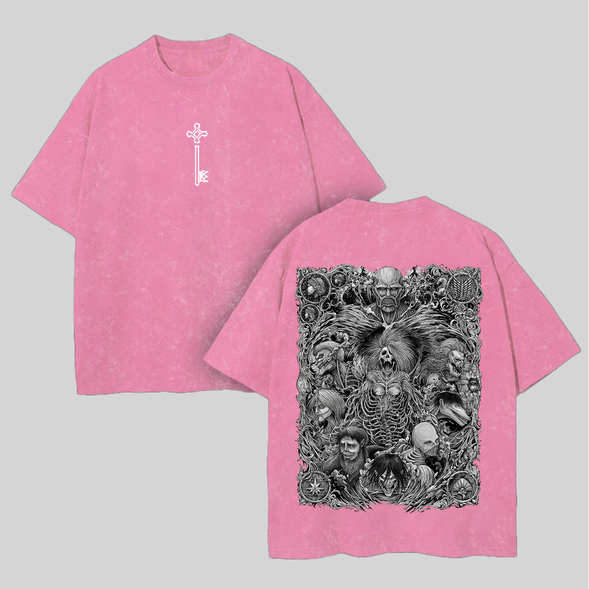 Attack on Titan Oversize Washed T-Shirt Image - 5