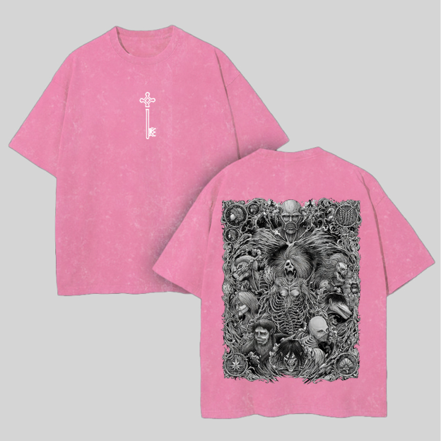 Attack on Titan Oversize Washed T-Shirt Image - 5