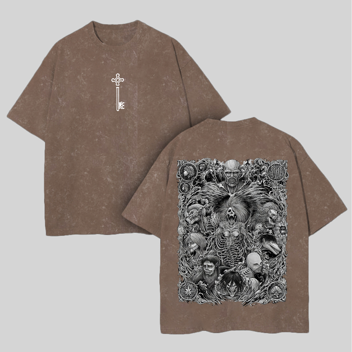 Attack on Titan Oversize Washed T-Shirt Image - 7