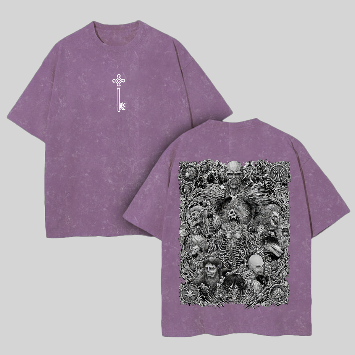 Attack on Titan Oversize Washed T-Shirt Image - 4