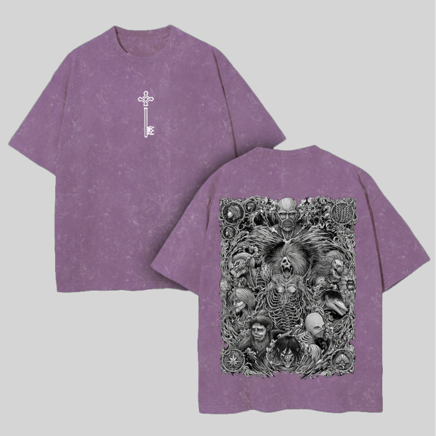 Attack on Titan Oversize Washed T-Shirt Image - 4