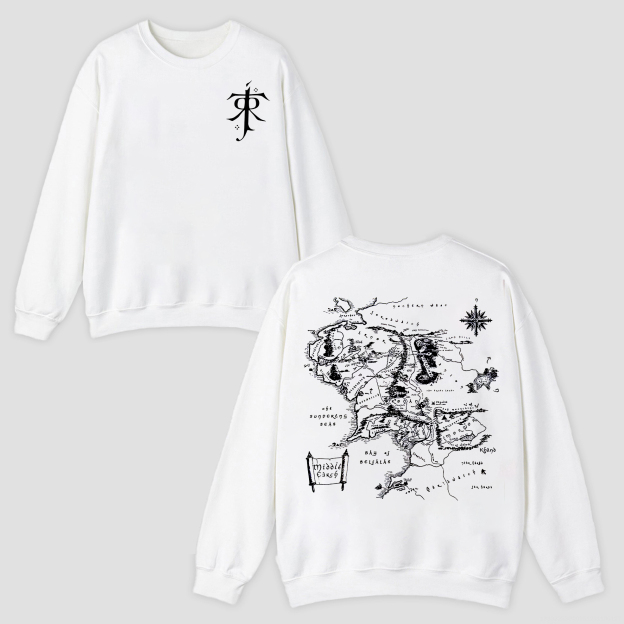 Lord of the Rings Middle Earth Printed Fleece-lined Unisex Sweatshirt Image - 1