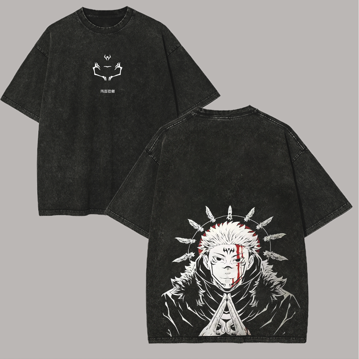 Jujutsu Kaisen Ryomen Sukuna Oversize Washed T-Shirt Image - 1