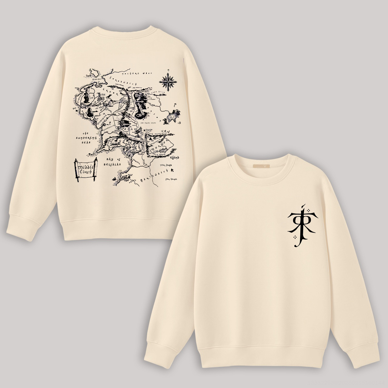 Lord of the Rings Middle Earth Printed Fleece-lined Unisex Sweatshirt Image - 2