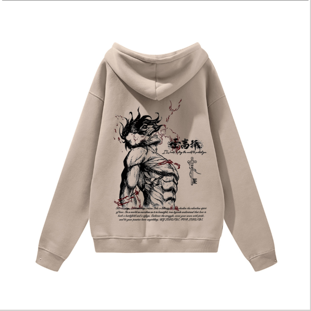 Attack on Titan Eren Yeager Printed Unisex Heavyweight Hoodie with Drawstring Image - 1