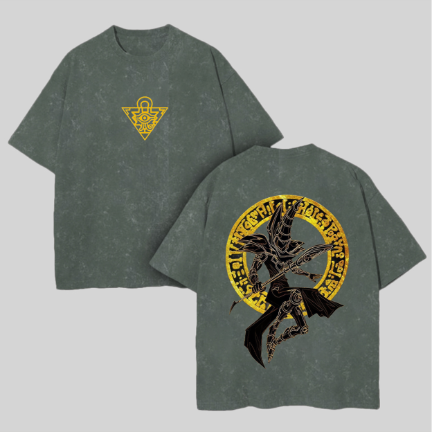 Yu-Gi-Oh! Dark Magician Printed Unisex Washed T-Shirt Image - 6