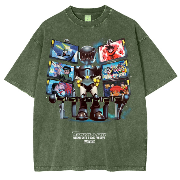 Toonami Vintage Printed Unisex Washed T-Shirt Image - 6