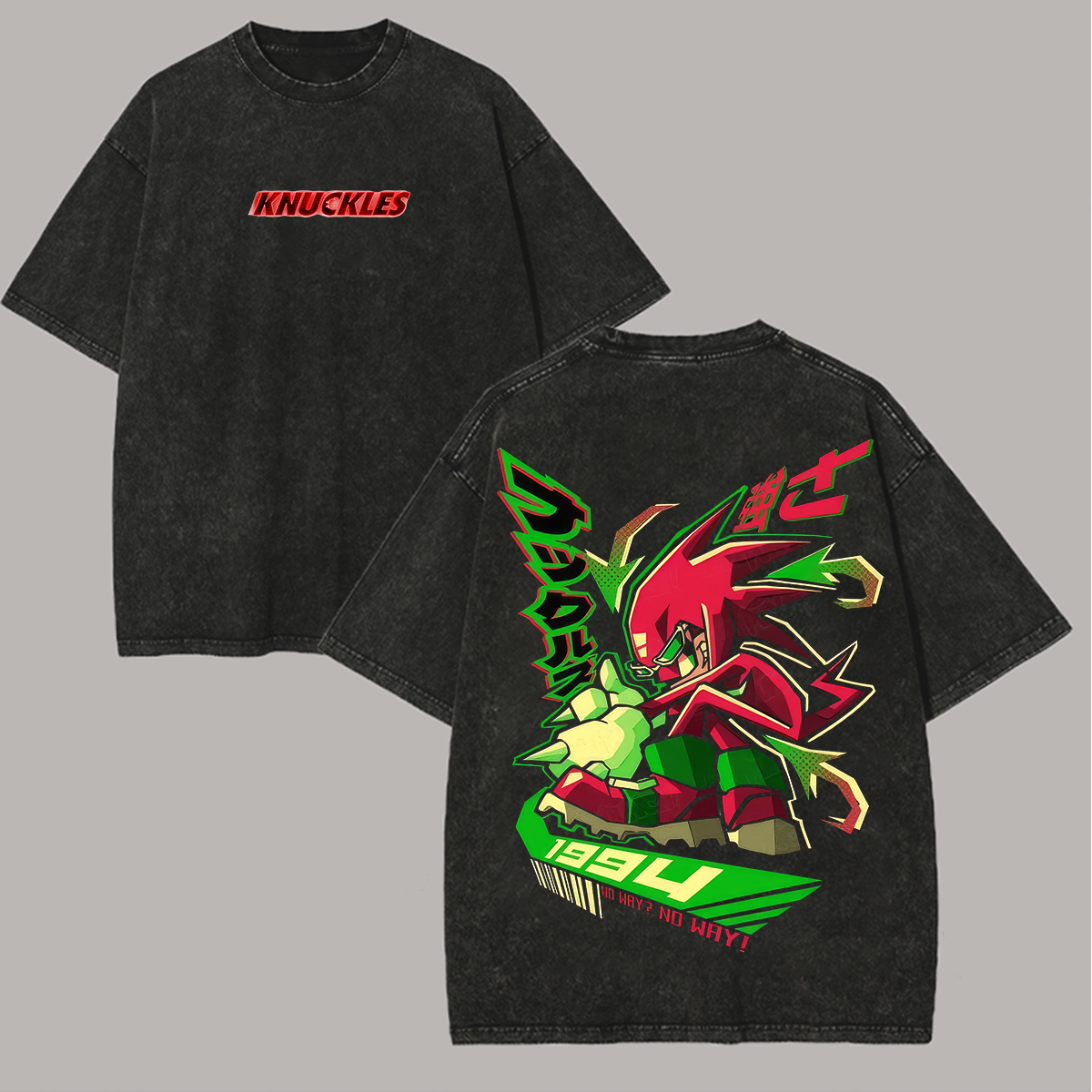  Knuckles the Echidna Printed Unisex Washed T-Shirt Image - 1
