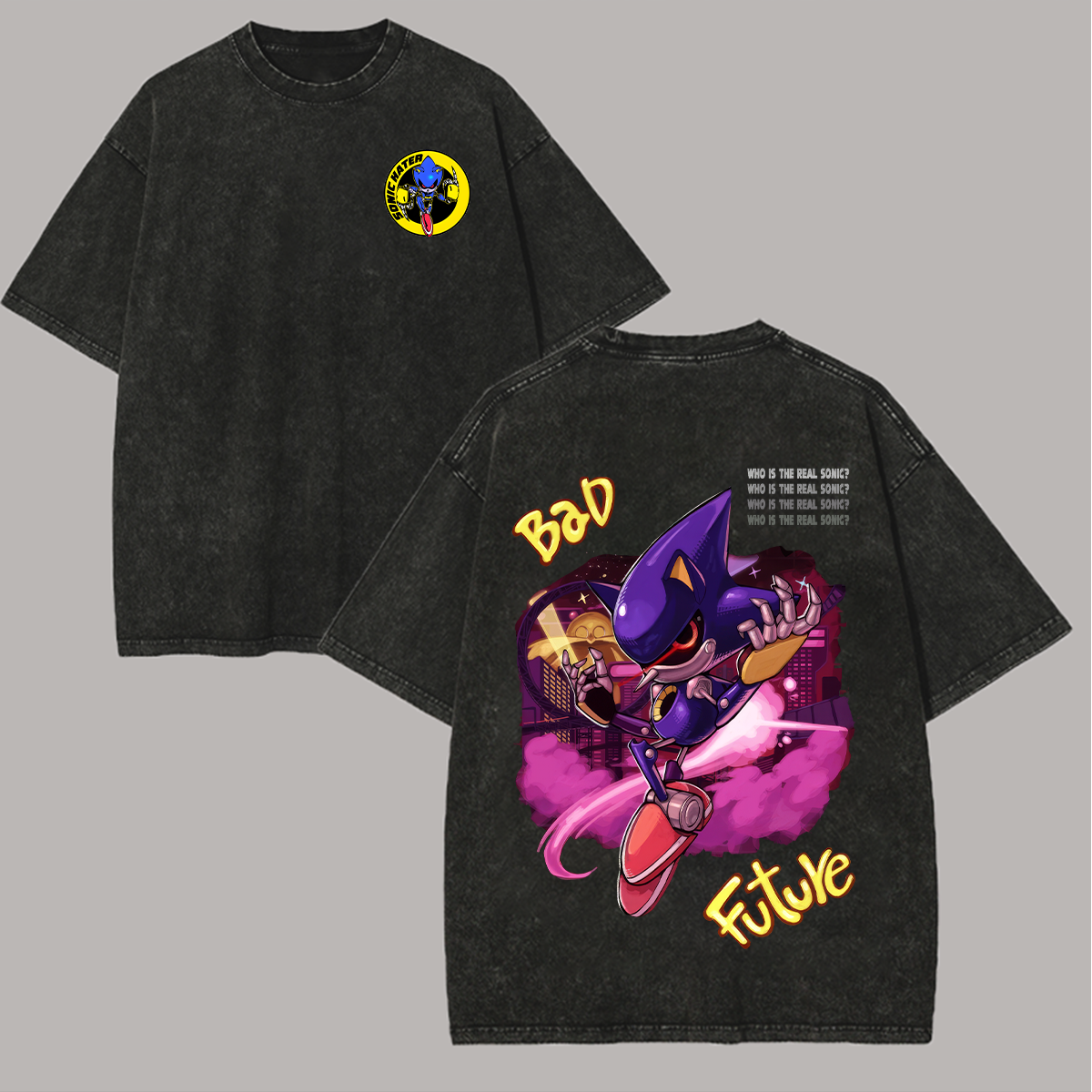 Metal Sonic Printed Unisex Washed T-Shirt Image - 1