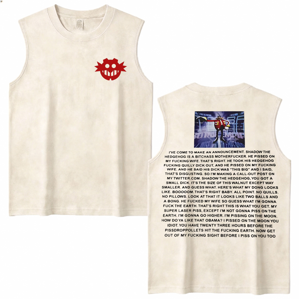 Sonic Adventure 2 Dr. Eggman Meme Printed Men's Washed Vest