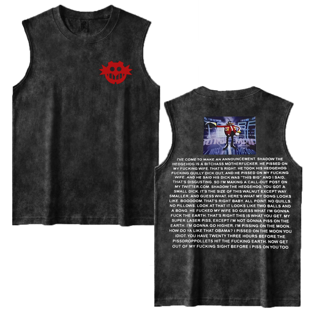 Sonic Adventure 2 Dr. Eggman Meme Printed Men's Washed Vest