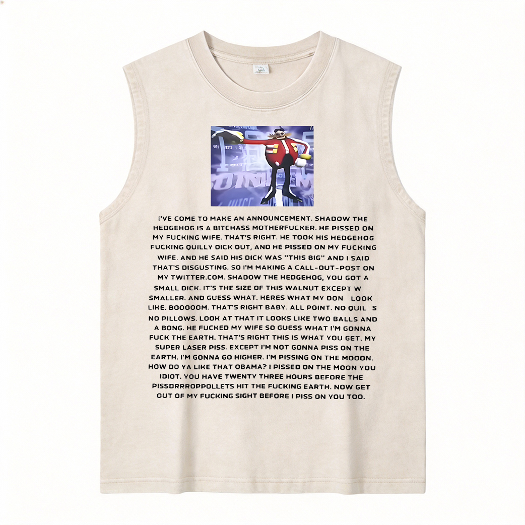 Sonic the Hedgehog Dr. Eggman Printed Men's Washed Vest