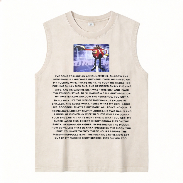 Sonic the Hedgehog Dr. Eggman Printed Men's Washed Vest