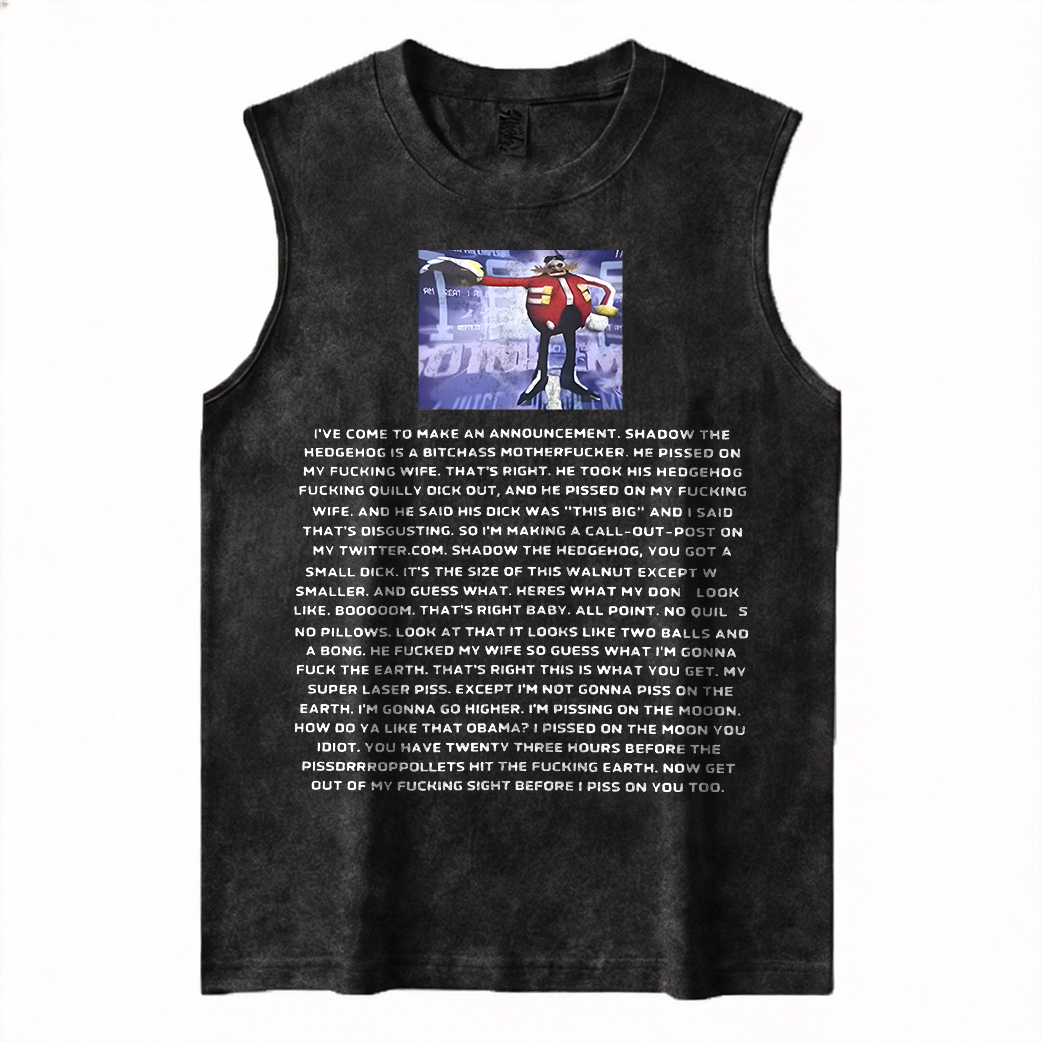 Sonic the Hedgehog Dr. Eggman Printed Men's Washed Vest