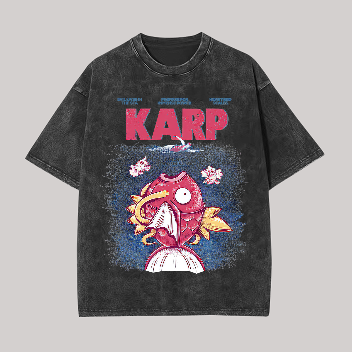  Magikarp Printed Unisex Washed T-Shirt Image - 2