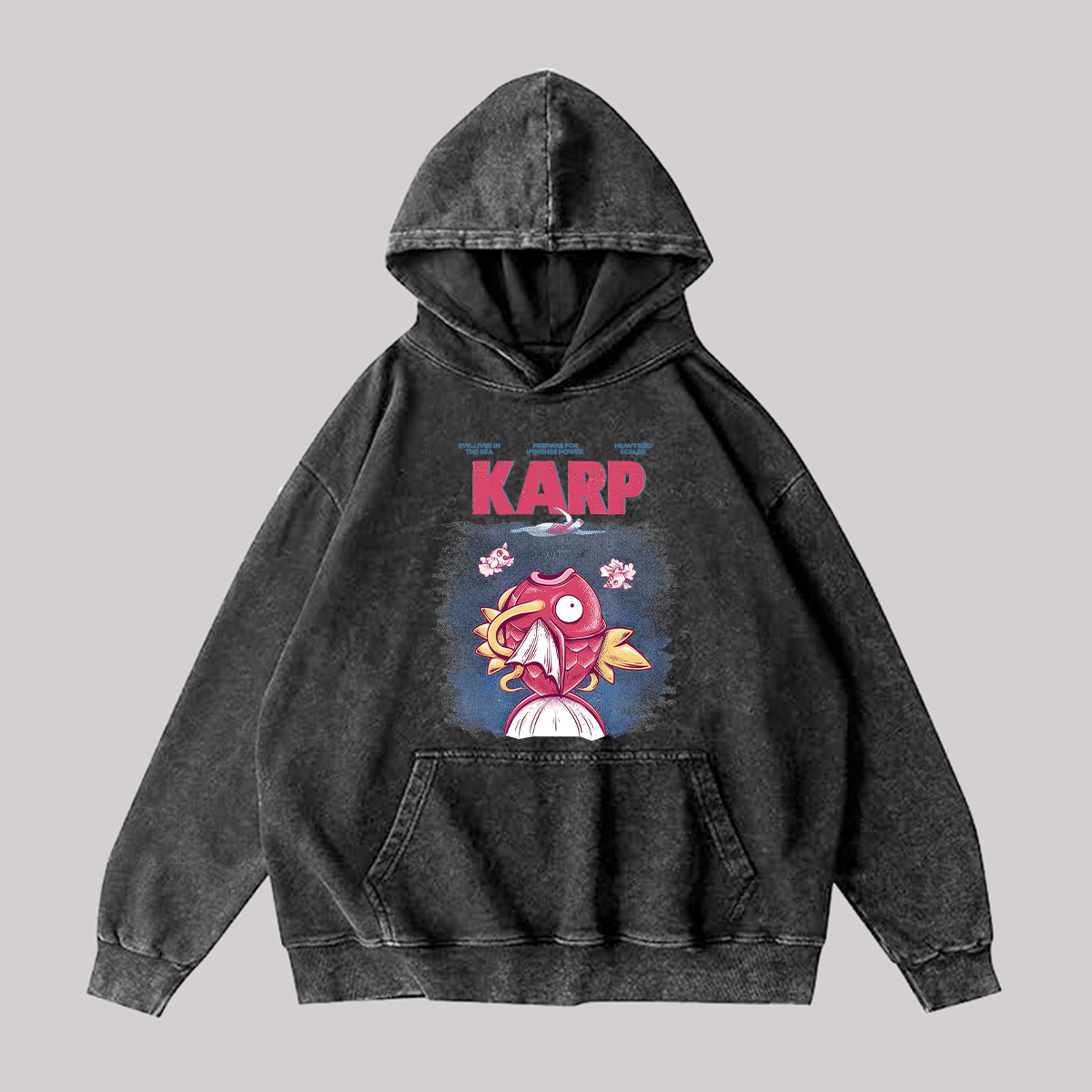  Magikarp Printed Unisex Washed Hoodie Image - 1