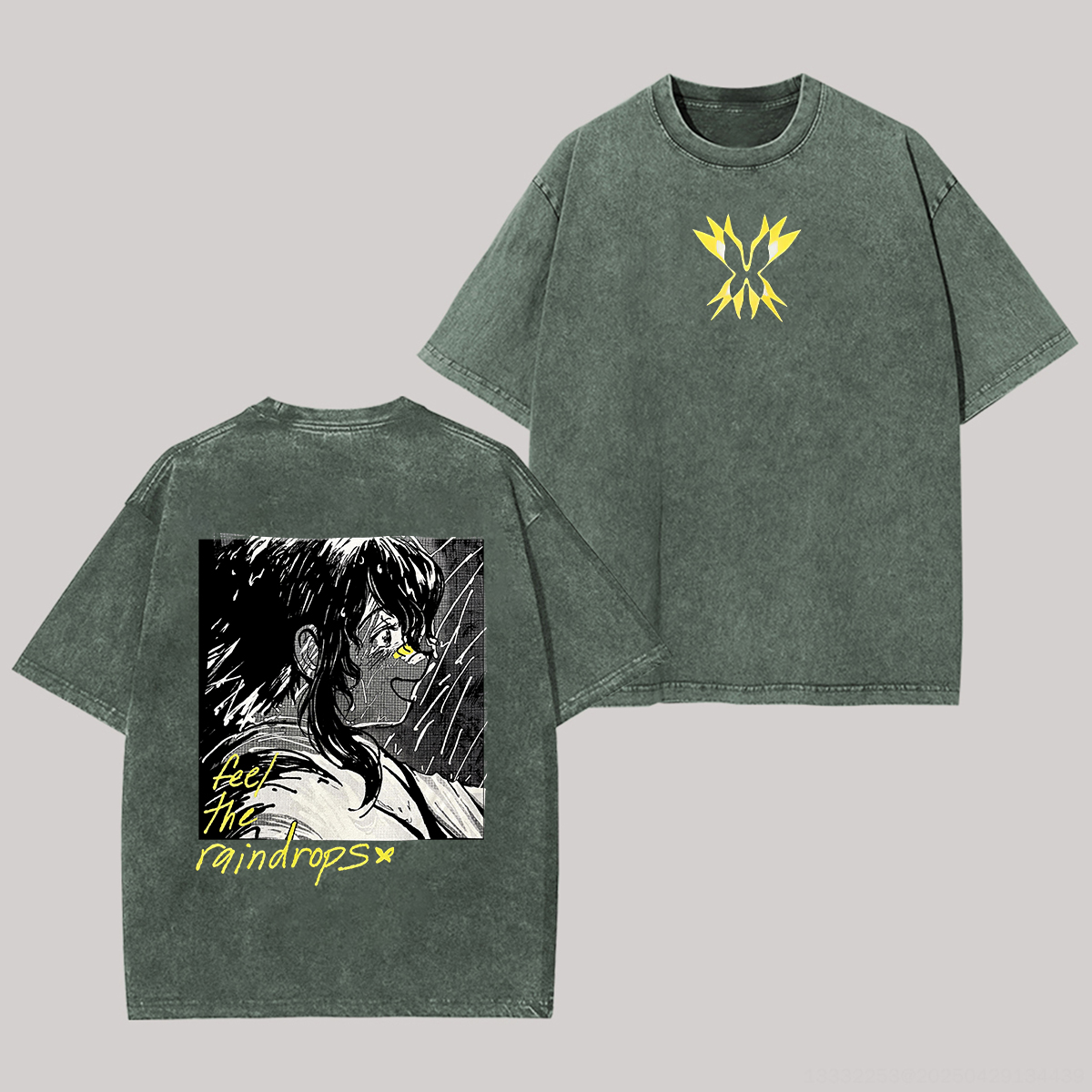 Until Then Feel the Raindrops Printed Unisex Washed T-Shirt Image - 4