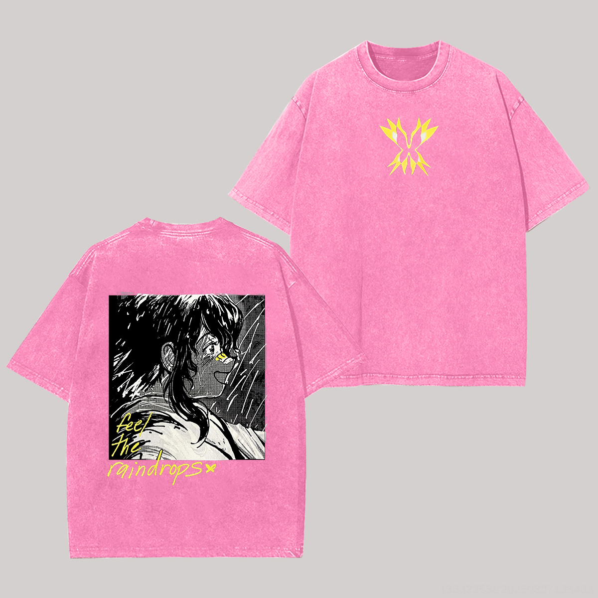 Until Then Feel the Raindrops Printed Unisex Washed T-Shirt Image - 7