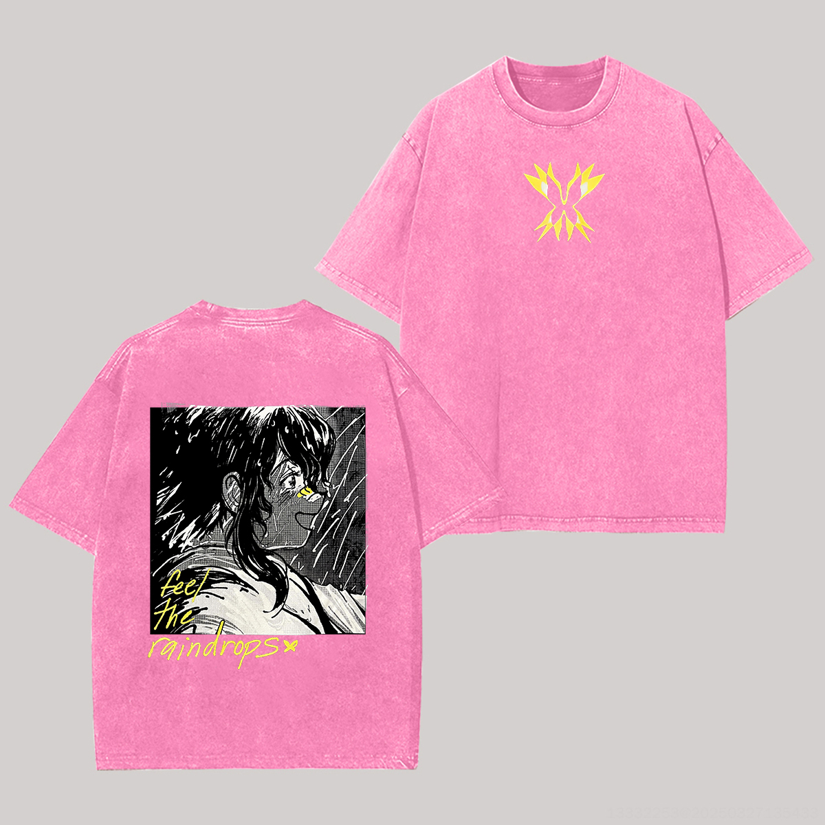 Until Then Feel the Raindrops Printed Unisex Washed T-Shirt Image - 7