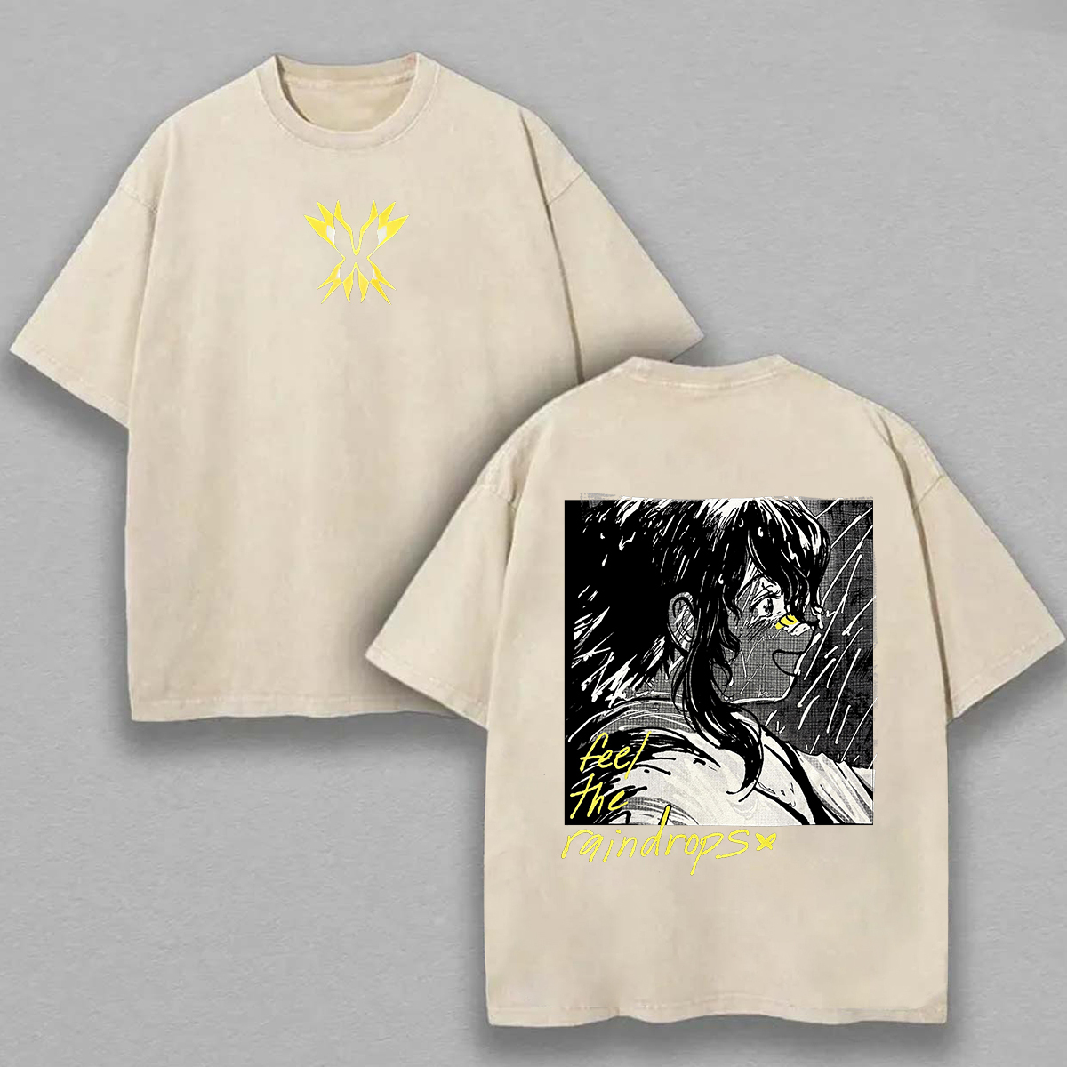 Until Then Feel the Raindrops Printed Unisex Washed T-Shirt Image - 3