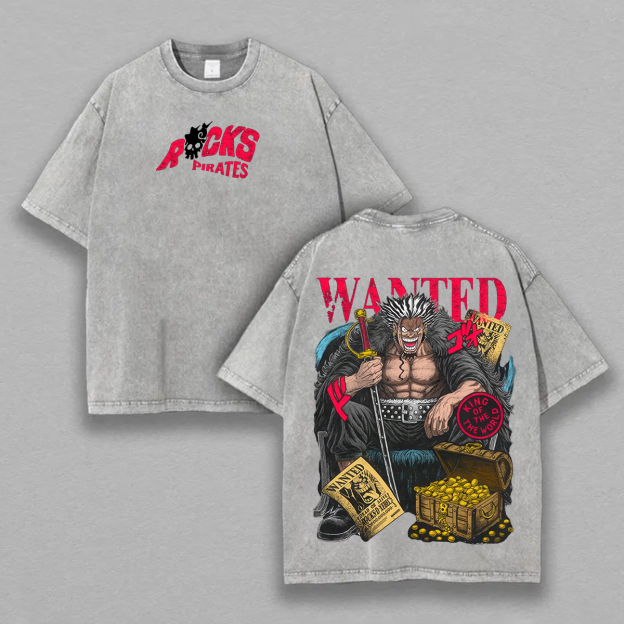 One Piece Rocks D. Xebec Printed Unisex Washed T-Shirt Image - 3