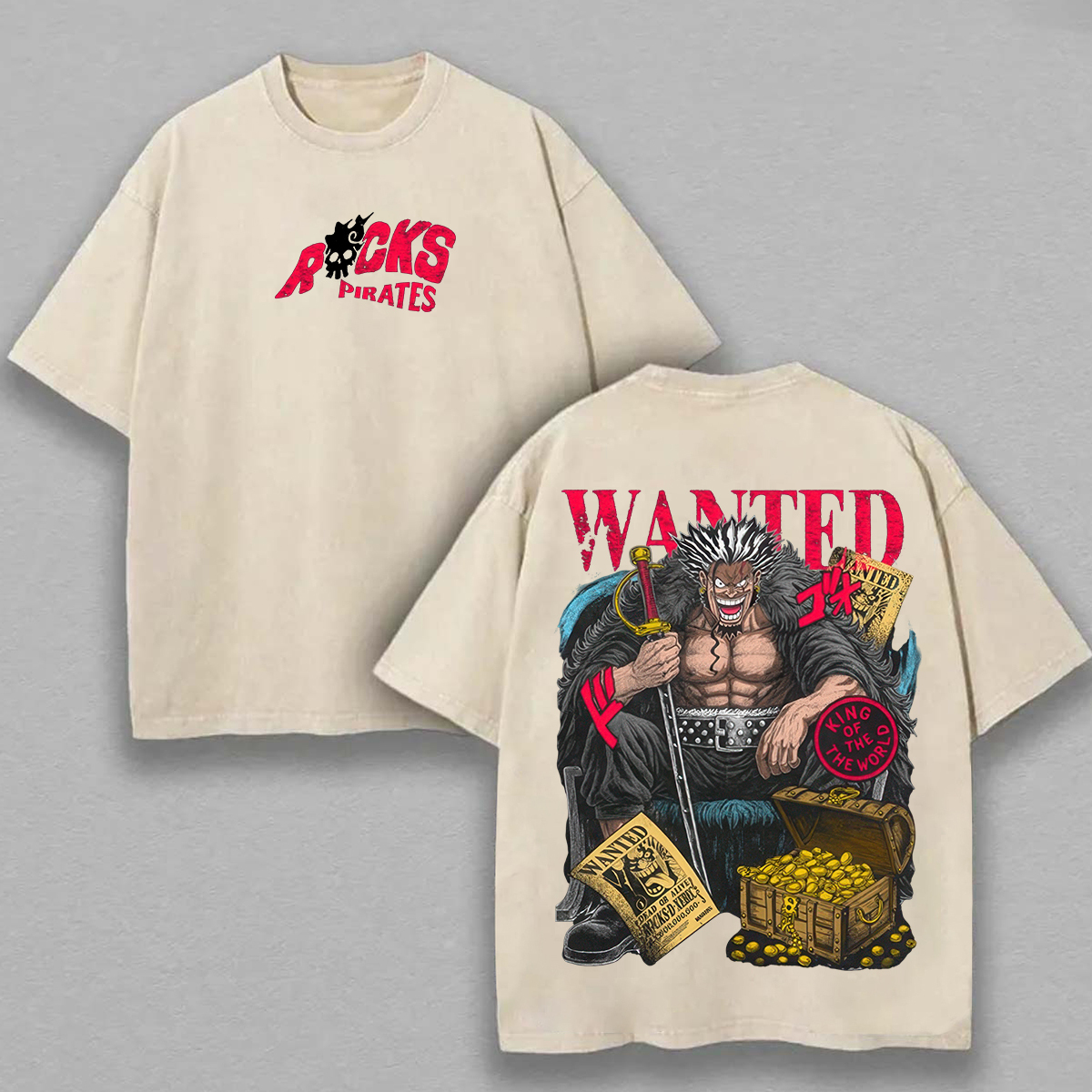 One Piece Rocks D. Xebec Printed Unisex Washed T-Shirt Image - 4