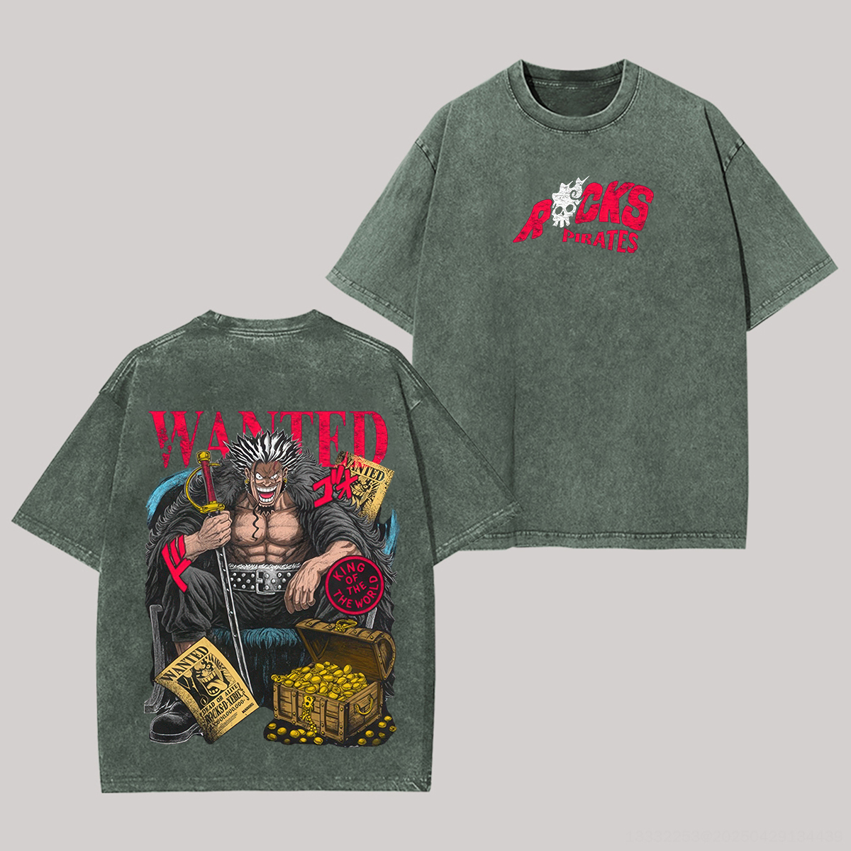 One Piece Rocks D. Xebec Printed Unisex Washed T-Shirt Image - 6