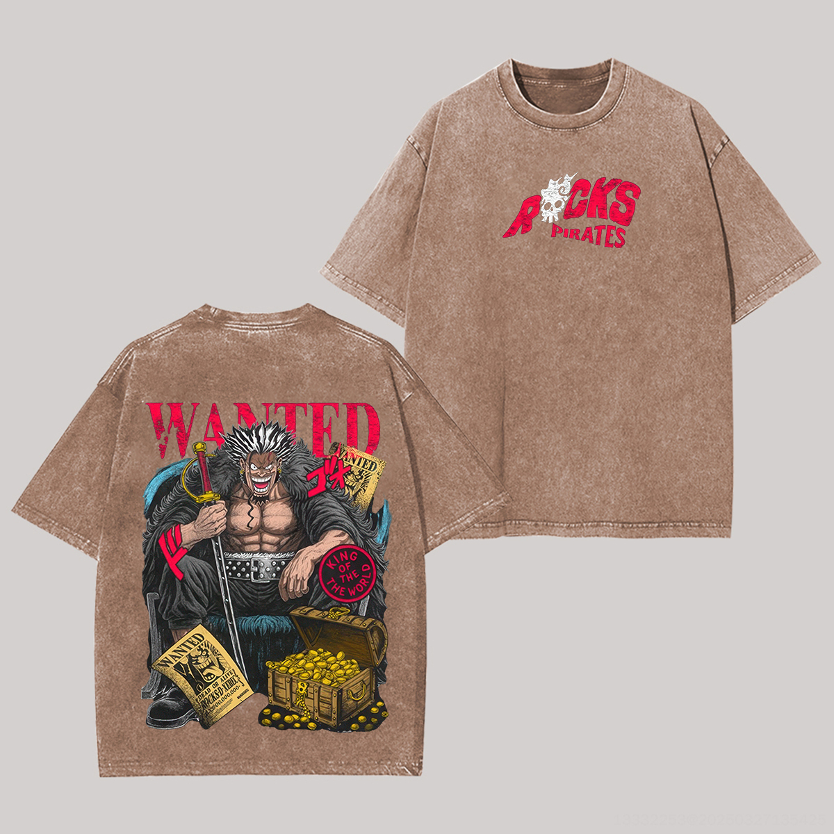 One Piece Rocks D. Xebec Printed Unisex Washed T-Shirt Image - 5